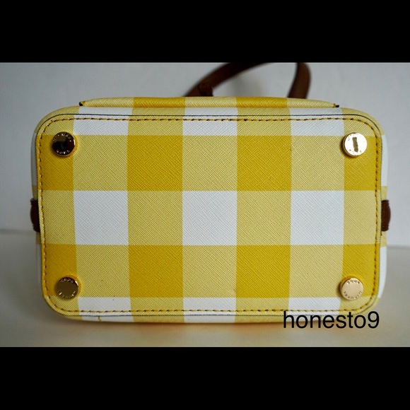 Michael Kors Small Bucket Bag Yellow White Gingham - Picture 5 of 8
